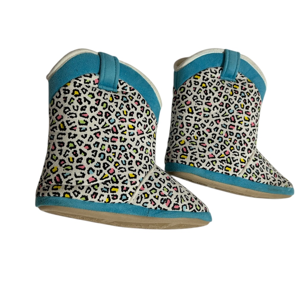 Cicciabella cowGirls' Leopard Print Sleep Sack Booties with Teal Trim